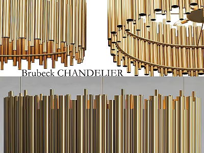 Contemporary Brubeck Chandelier With Golden Metal Rods And Modern Design 3d model