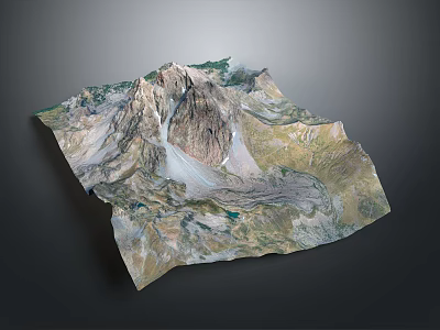 Detailed 3D Topographic Model Showcasing Mountain Ranges And Natural Terrain Features 3d model