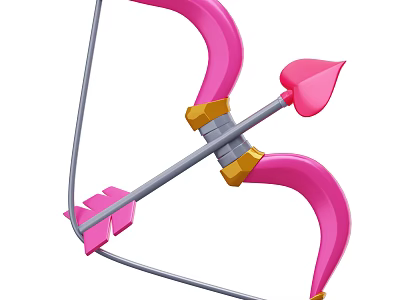 Pink Bow and Arrow Decorative Ornament Set with Golden Accents for Home Decor 3d model