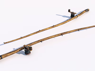 Old fishing rod Modern fishing rod 3d model