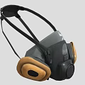 N95 Protective Gas Mask With Gray Body Brown Ear Cups And Head Straps