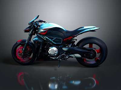 Sleek Modern Motorcycle Design With Black Red Accents And Shiny Wheels 3d model