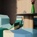 Abstract Sofa Collection With Geometric Shapes And Blue Green Tones In Modern Design