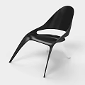 Black Modern Leisure Chair With Curved Backrest And Sleek White Support Legs