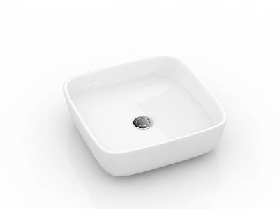 Elegant White Square Ceramic Washbasin With Sleek Smooth Surface And Modern Bathroom Design 3d model