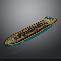 Blue And Yellow Tanker Ship With Decorative Patterns On Deck As Water Transport Vehicle