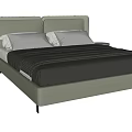 Modern Gray Double Bed Design With White Pillows And Cylindrical Wooden Nightstands