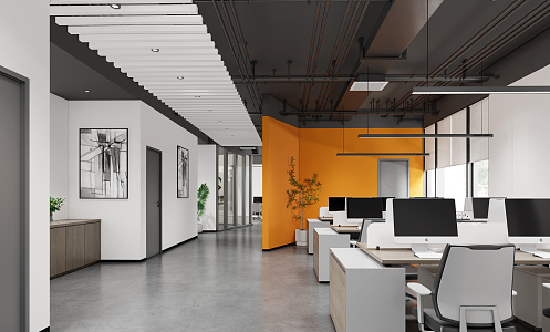 Modern public office area 3d model