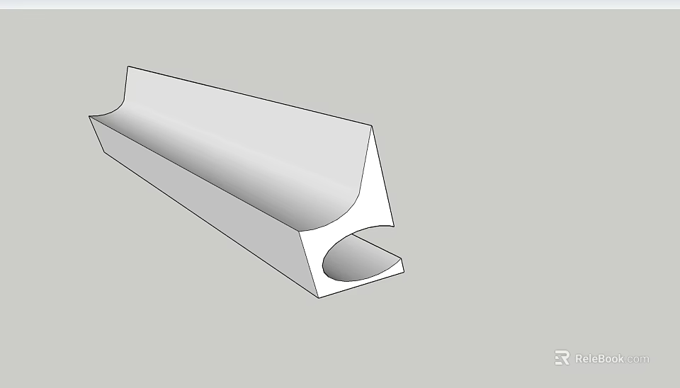 Industrial Equipment with Longitudinal Curved Edge and Internal Groove for Mechanical Manufacturing Structural Component 3d model 