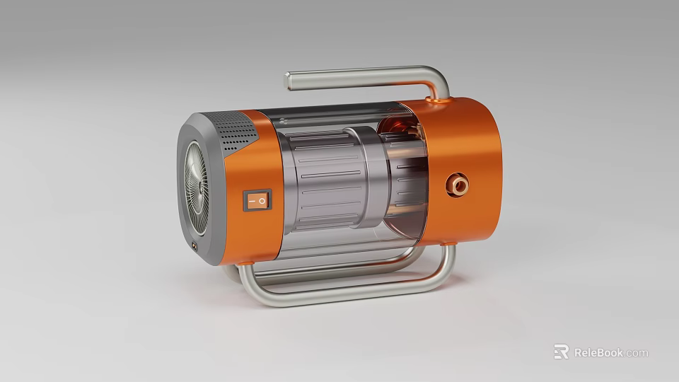 Orange Gray Device With Transparent Casing Showing Internal Structure And Metal Handle 3d model