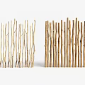 Natural Wooden Stick Fence Structures With Irregular And Regular Arrangements