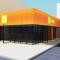 Orange Container Milk Tea Shop with Glass Front and Milk Tea Signboard