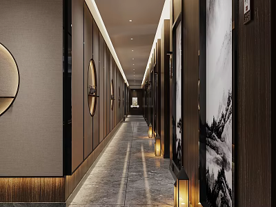 New Chinese Aisle Hotel Aisle 3d model