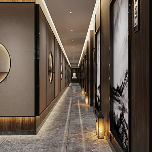 New Chinese Aisle Hotel Aisle 3d model