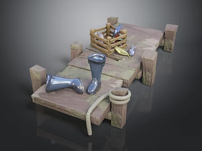 Modern Boots Metal Fish Dock 3d model