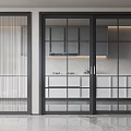Modern Sliding Doors With Black Frame And Glass Panels For Kitchen Interior Partition