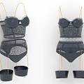 Women's Black Lace Lingerie Set With Sheer Mesh Design And Gold Straps