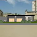 Sleek Modern Real Estate Sales Office With Glass Facade And Professional Property Display Area