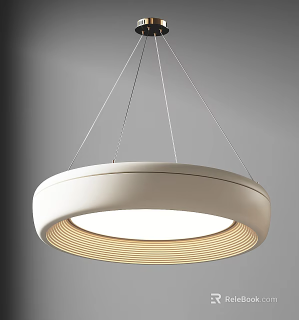 Modern Circular Pendant Light With White Frame And Layered Illuminated Inner Lines 3d model