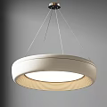 Modern Circular Pendant Light With White Frame And Layered Illuminated Inner Lines