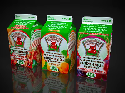 Assorted Gentle Fruit Drinks In Carton Boxes 3d model