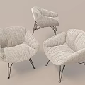 Light Gray Fabric Single Sofa With Modern Curved Design And Black Metal Legs For Living Room