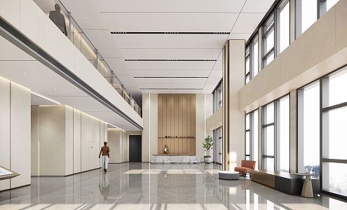 Modern Hall Corporate Lobby 3d model