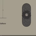 Poliform Decorative Wall Hanging With Skateboard Shape Textured Surface Black Floral And Golden Center