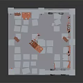 Medieval Building Interior With Stone Walls Archway Checkerboard Floor And Red Furnishings