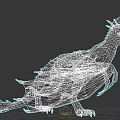 3D Rendered Black Reptile With Winged Body Horns And Sharp Claws In Fierce Posture