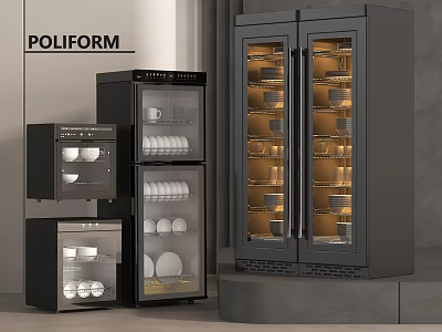 Modern Black Kitchen Appliances For Dishware Storage 3d model
