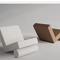 Modern Minimalist Single Sofa in White and Brown Fabric with Simple Design