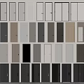 Various Door Styles In Different Colors And Materials On Display Wall 3d model