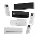 Various Air Conditioner Fans with Remote Controls and Different Design Features 3d model