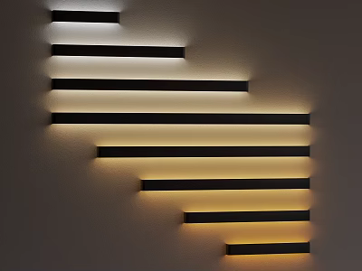 Modern Long Strip Wall Lights With Layered Arrangement And Warm Lighting Effect 3d model