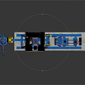 Heavy Duty Industrial Machinery Featuring Blue Frame Yellow Components Wheels And Platform Base