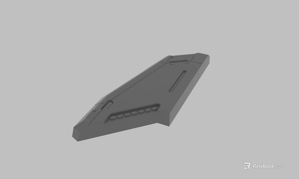 Gray Geometric 3D Model Mechanical Component With Structural Details Flat Surfaces And Grooves 3d model