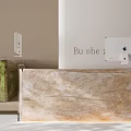Minimalist Bar Counter With Natural Stone Top And Apple Desktop Monitors