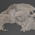 Loose Soil and Stones Pile with Small Red Markers on Construction Site Terrain