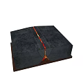 3D Terrain Model With Black Surface And Red Fault Line On Brown Base