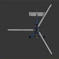Blue and White Lightweight Helicopter with Single Main Rotor and Landing Gear