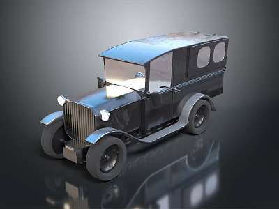 Classic Vintage Car With Old-fashioned Headlights Retro Body And Chrome Accents 3d model