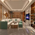 Elegant Modern KTV Interior Design With Comfortable Sofa Coffee Table And TV Screen 3d model