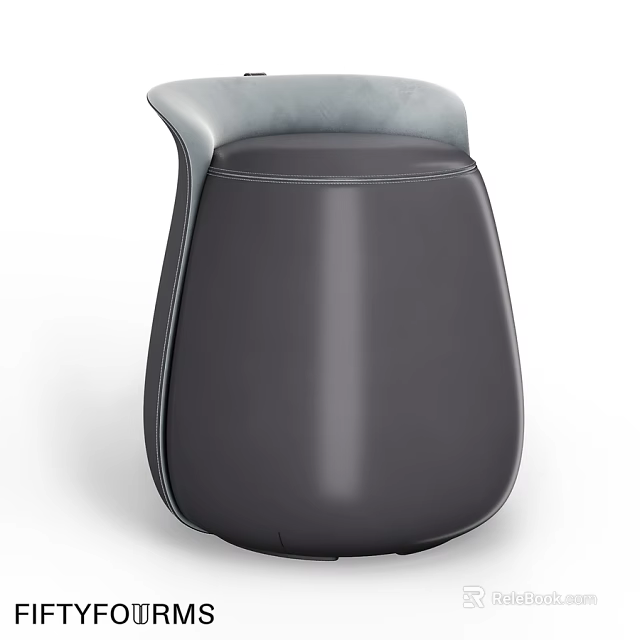 Modern Sofa Stool With Dark Gray Leather Upholstery And Light Gray Backrest 3d model 