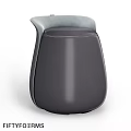 Modern Sofa Stool With Dark Gray Leather Upholstery And Light Gray Backrest