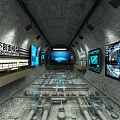 Underground Cross Section Tunnel With Geological Displays Transparent Floor And Pipeline System