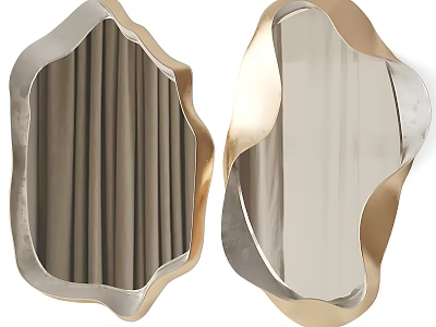 Irregular Shape Modern Wall Mirrors with Gold and Silver Frames for Contemporary Home 3d model