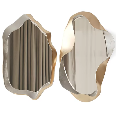 Irregular Shape Modern Wall Mirrors with Gold and Silver Frames for Contemporary Home 3d model