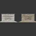 Ancient Stone Architecture Featuring Carved Platforms With Double Structures And Steps 3d model