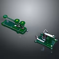 Green Mechanical Equipment With Control Knobs And Metal Components On Base Plates